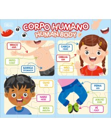 imagem principal do produto Quebra-Cabeça 24 Peças Pedagógico - Corpo Humano, Animais e Emoções