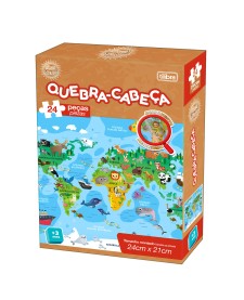 imagem principal do produto Quebra-Cabeça Caixa Individual 24 Peças Mapa Mundi