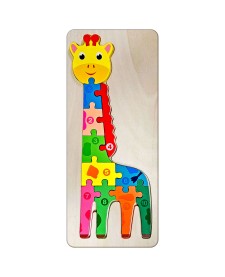 imagem principal do produto Quebra-Cabeça Madeira Girafa