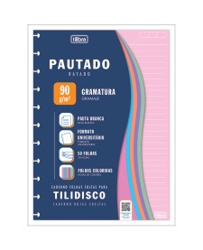 imagem principal do produto Refil Colorido com Pauta Branca para Tilidisco Universitário 50 Folhas 90 Gramas