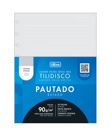 imagem principal do produto Refil para Tilidisco Colegial Folhas Cinzas Pauta Branca 50 Folhas
