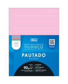 imagem principal do produto Refil para Tilidisco Colegial Folhas Coloridas Pauta Branca 50 Folhas