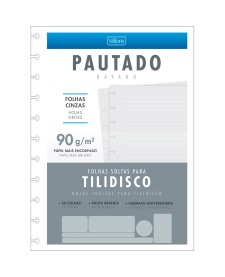 imagem principal do produto Refil para Tilidisco Universitário Folhas Cinzas Pauta Branca 50 Folhas