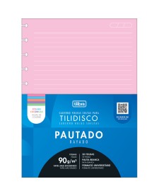 imagem principal do produto Refil para Tilidisco Universitário Folhas Coloridas Pauta Branca 50 Folhas