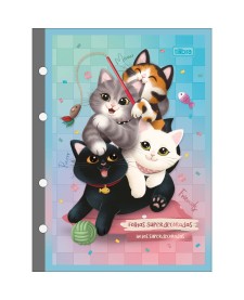 imagem principal do produto Refil Tiliflex para Caderno Argolado Colegial Purrfect Cats 80 Folhas