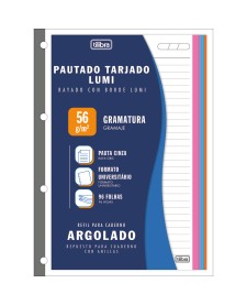imagem principal do produto Refil Tiliflex Tarjado Lumi para Caderno Argolado Universitário 96 Folhas