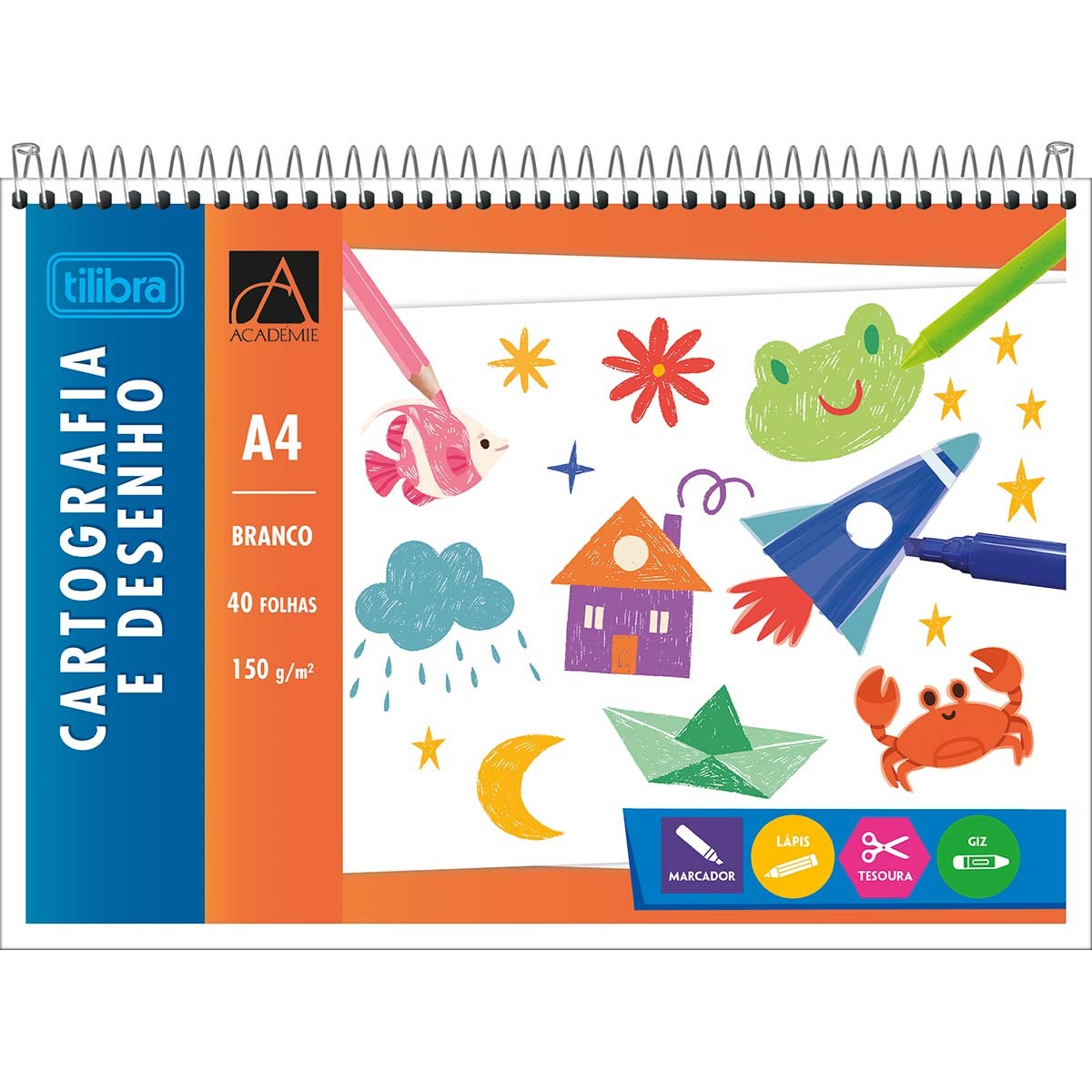 Caderno de Cartografia e Desenho A4 Espiral ao Alto Capa Flexível ...