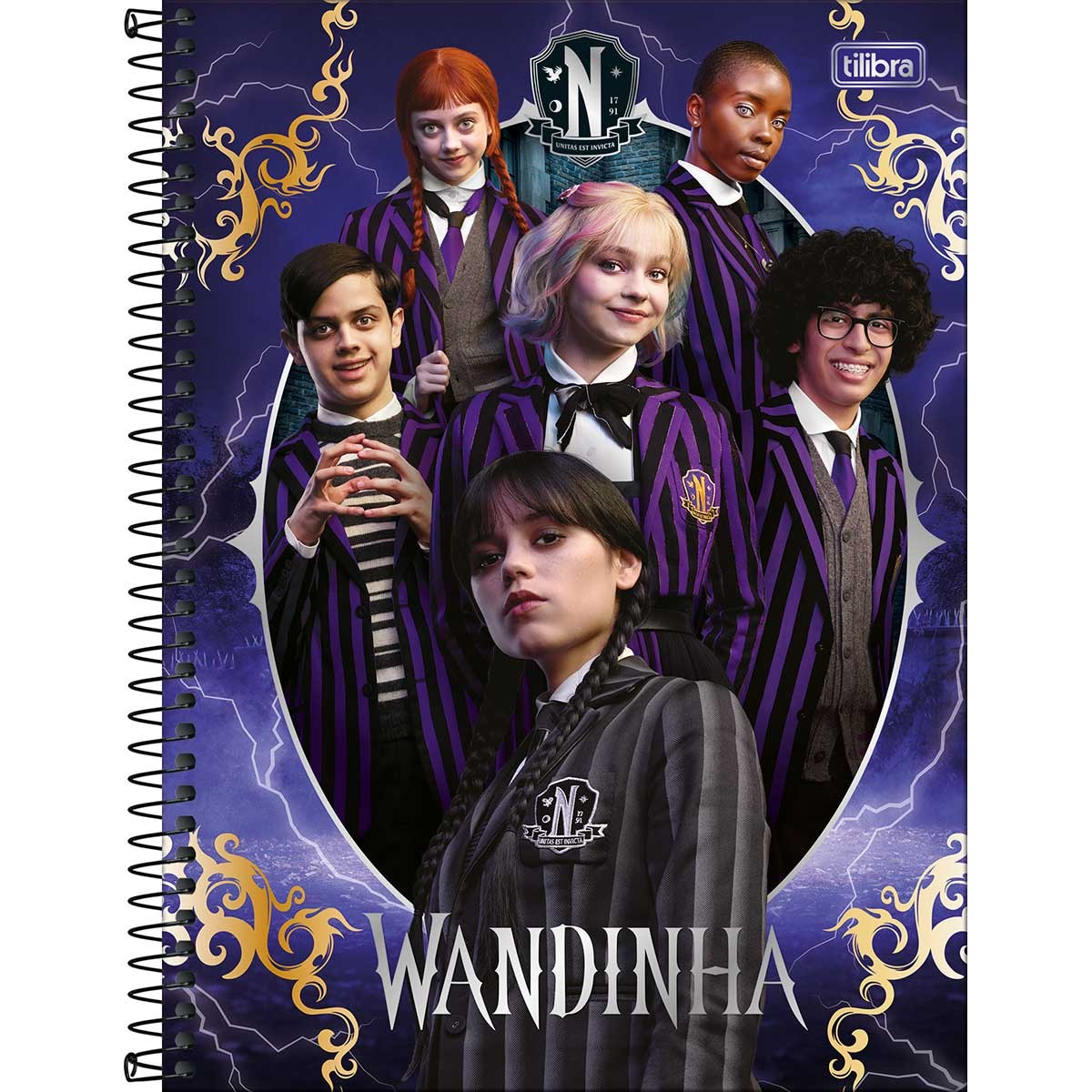 Caderno Espiral Capa Dura Universitário Connect 10 Matérias Wandinha ...