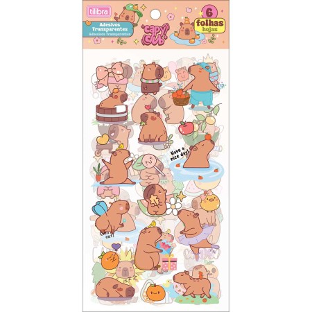 Foto ilustrativa Adesivo Decorado Transparente Capyclub 6 Folhas