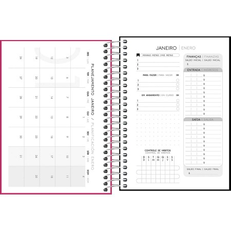 Foto ilustrativa Agenda Costurada Diária 11,7x 16,4 cm Neon 2026