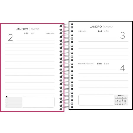 Foto ilustrativa Agenda Costurada Diária 11,7x 16,4 cm Neon 2026