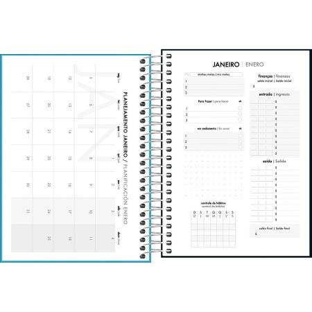 Foto ilustrativa Agenda Costurada Diária 11,7x 16,4 cm Neon 2027