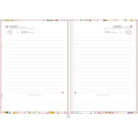 Foto ilustrativa Agenda Costurada Diária 12,3 x 16,6 cm Charme 2026