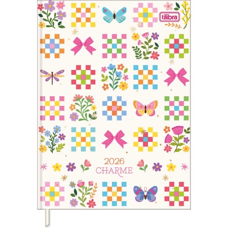 Foto ilustrativa Agenda Costurada Diária 12,3 x 16,6 cm Charme 2026