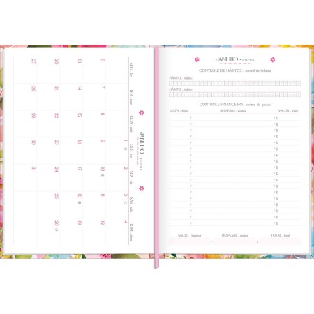 Foto ilustrativa Agenda Costurada Diária 12,3 x 16,6 cm Feminine 2026