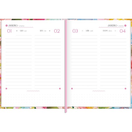 Foto ilustrativa Agenda Costurada Diária 12,3 x 16,6 cm Feminine 2026