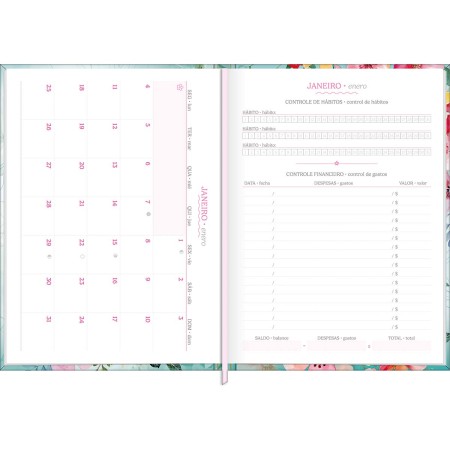 Foto ilustrativa Agenda Costurada Diária 12,3 x 16,6 cm Feminine 2027