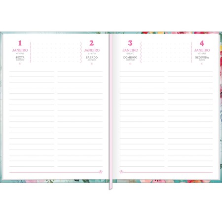 Foto ilustrativa Agenda Costurada Diária 12,3 x 16,6 cm Feminine 2027