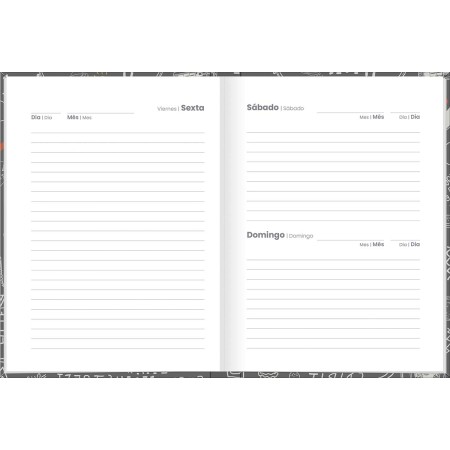 Foto ilustrativa Agenda Costurada Diária 12,3 x 16,6 cm Pepper Permanente Masculina