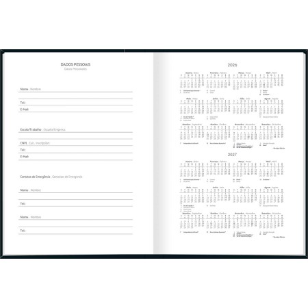 Foto ilustrativa Agenda Costurada Diária 12,3 x 16,6 cm Pepper Preta 2026