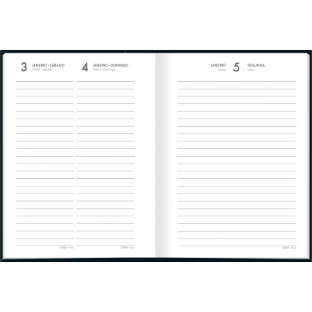 Foto ilustrativa Agenda Costurada Diária 12,3 x 16,6 cm Pepper Preta 2026