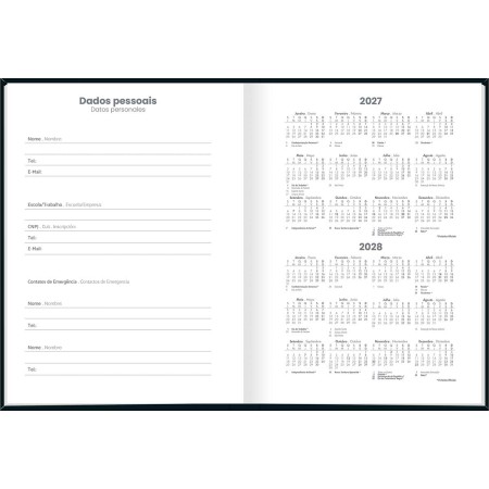 Foto ilustrativa Agenda Costurada Diária 12,3 x 16,6 cm Pepper Preta 2027