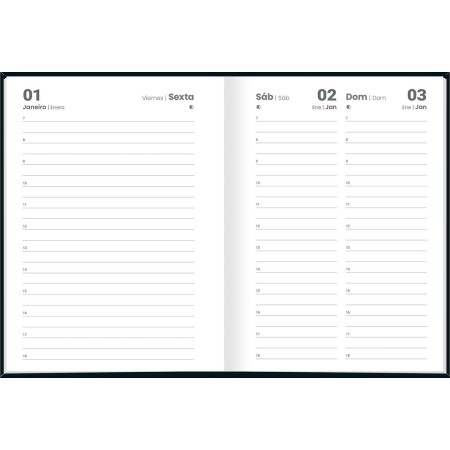 Foto ilustrativa Agenda Costurada Diária 12,3 x 16,6 cm Pepper Preta 2027