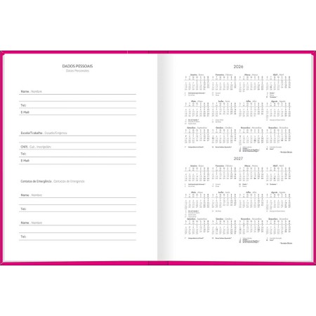 Foto ilustrativa Agenda Costurada Diária 12,3 x 16,6 cm Pepper Rosa 2026