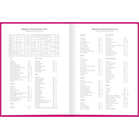 Foto ilustrativa Agenda Costurada Diária 12,3 x 16,6 cm Pepper Rosa 2026