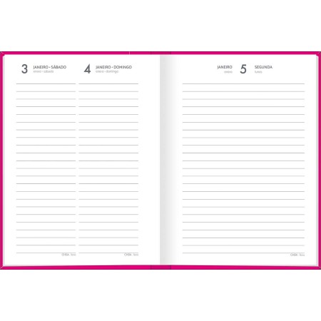 Foto ilustrativa Agenda Costurada Diária 12,3 x 16,6 cm Pepper Rosa 2026