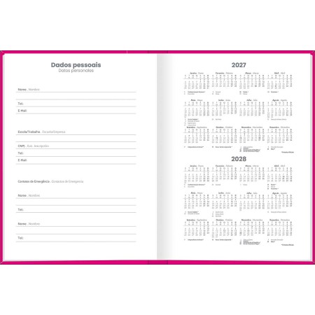 Foto ilustrativa Agenda Costurada Diária 12,3 x 16,6 cm Pepper Rosa 2027