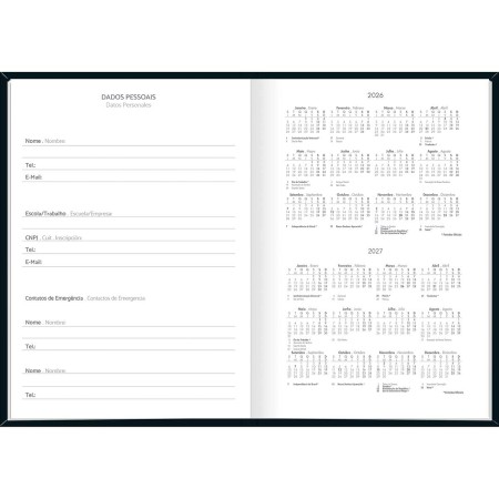 Foto ilustrativa Agenda Costurada Diária 14,5 x 20,5 cm Spice Preta 2026