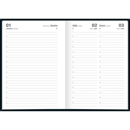 Foto ilustrativa Agenda Costurada Diária 14,5 x 20,5 cm Spice Preta 2027