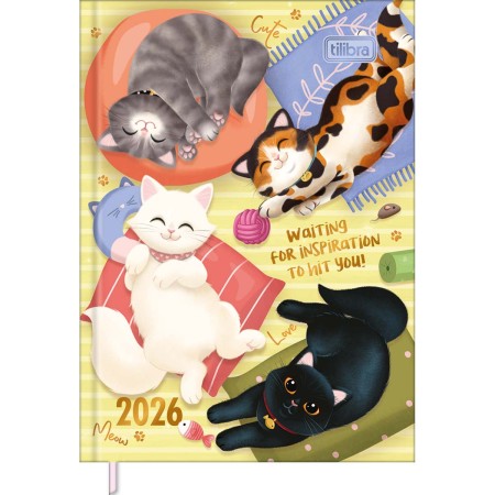 Foto ilustrativa Agenda Costurada MIni 7,8 x 10,8 cm Purrfect Cats 2026