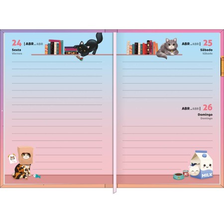 Foto ilustrativa Agenda Costurada Petit 10,5 x 14,8 cm Purrfect Cats 2026