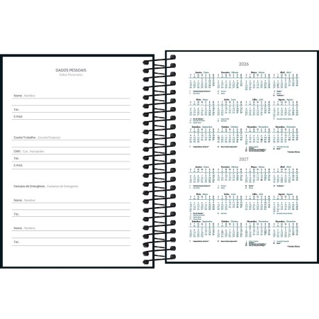 Foto ilustrativa Agenda Espiral Diária 11 x 15,4 cm Spice Preta 2026