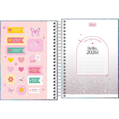 Foto ilustrativa Agenda Espiral Diária 11,7 x 16,4 cm Glow 2026