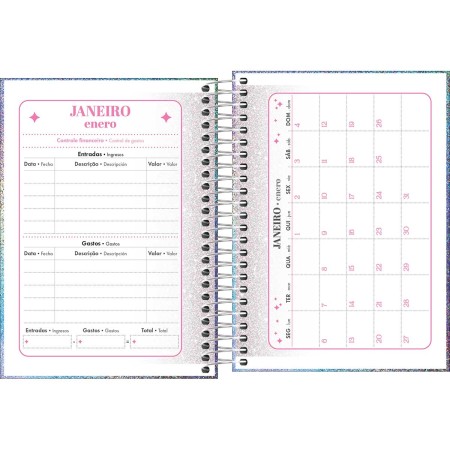 Foto ilustrativa Agenda Espiral Diária 11,7 x 16,4 cm Glow 2026