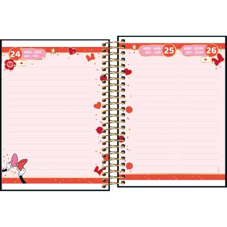 Foto ilustrativa Agenda Espiral Diária 11,7 x 16,4 cm Minnie 2026