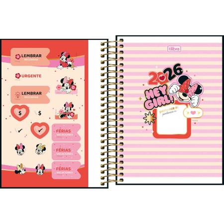 Foto ilustrativa Agenda Espiral Diária 11,7 x 16,4 cm Minnie 2026
