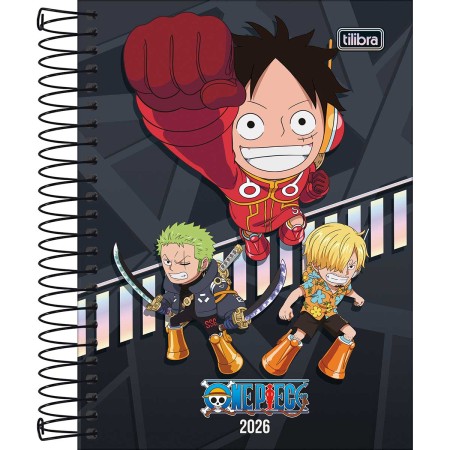 Foto ilustrativa Agenda Espiral Diária 11,7 x 16,4 cm One Piece 2026