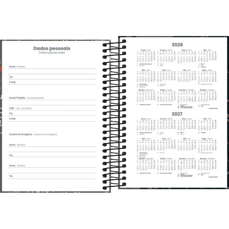 Foto ilustrativa Agenda Espiral Diária 11,7 x 16,4 cm Pepper Masculina 2027