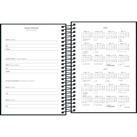 Foto ilustrativa Agenda Espiral Diária 11,7 x 16,4 cm Pepper Preta 2026