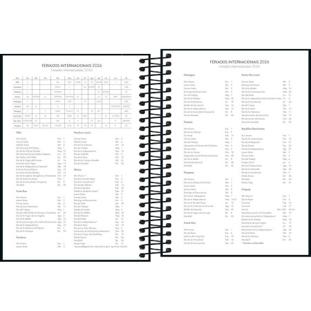 Foto ilustrativa Agenda Espiral Diária 11,7 x 16,4 cm Pepper Preta 2026