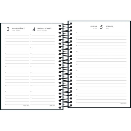 Foto ilustrativa Agenda Espiral Diária 11,7 x 16,4 cm Pepper Preta 2026