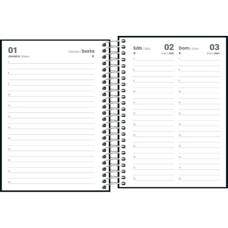 Foto ilustrativa Agenda Espiral Diária 11,7 x 16,4 cm Pepper Preta 2027