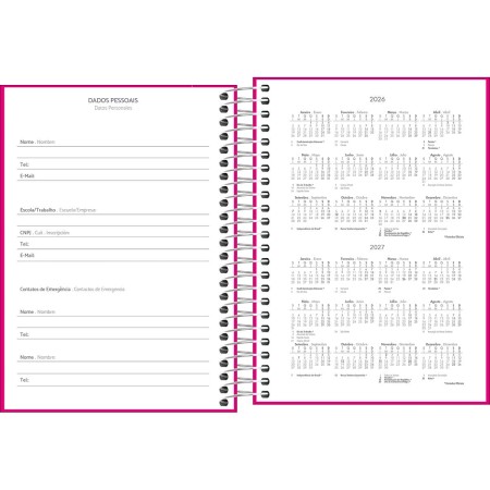 Foto ilustrativa Agenda Espiral Diária 11,7 x 16,4 cm Pepper Rosa 2026