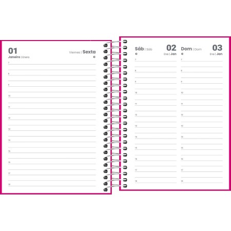 Foto ilustrativa Agenda Espiral Diária 11,7 x 16,4 cm Pepper Rosa 2027