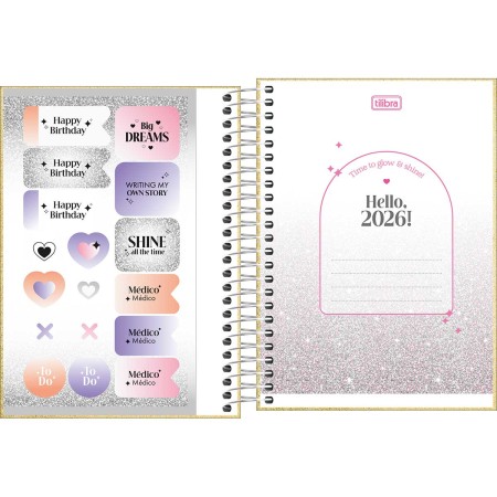 Foto ilustrativa Agenda Espiral Diária 11,7 x 16,4 cm Shine 2026