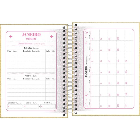 Foto ilustrativa Agenda Espiral Diária 11,7 x 16,4 cm Shine 2026